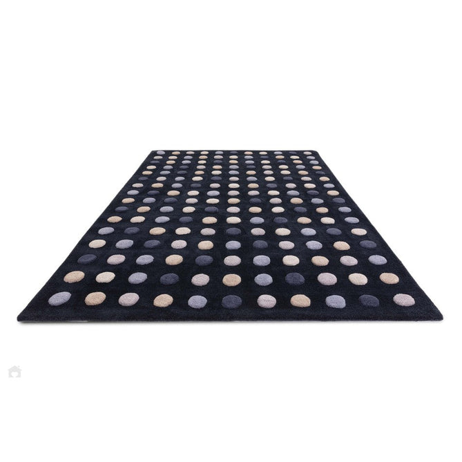 Dotty Modern Geometric Polka Dot Hand-Carved Hi-Low 3D Dome Textured Wool&Viscose Navy Rug-Asiatic Carpets-Rug Love - The Most Loved Rug Store