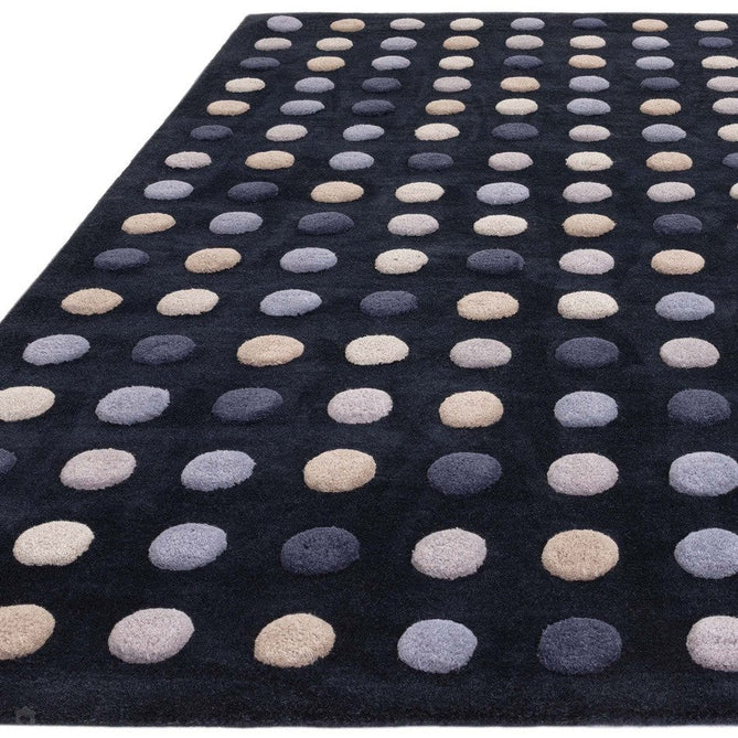 Dotty Modern Geometric Polka Dot Hand-Carved Hi-Low 3D Dome Textured Wool&Viscose Navy Rug-Asiatic Carpets-Rug Love - The Most Loved Rug Store