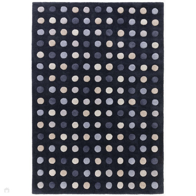 Dotty Modern Geometric Polka Dot Hand-Carved Hi-Low 3D Dome Textured Wool&Viscose Navy Rug-Asiatic Carpets-Rug Love - The Most Loved Rug Store