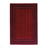 Dubai 62096 Traditional Diamond Motif Border Soft Patterned Red Rug