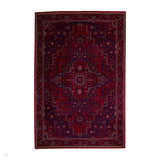 Dubai 62101 Traditional Persian Floral Medallion Border Soft Red/Navy Rug