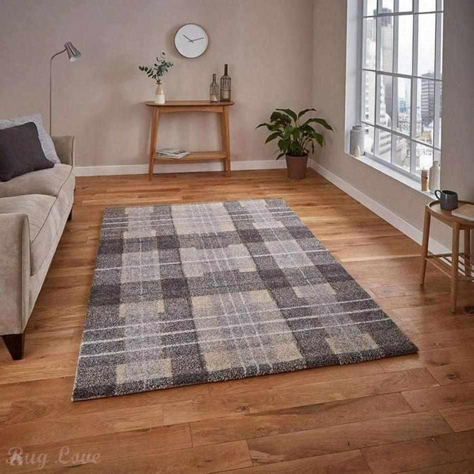 Elegant 4890 Modern High-Density Tartan Grey/Brown Rug-Think Rugs-Rug Love - The Most Loved Rug Store