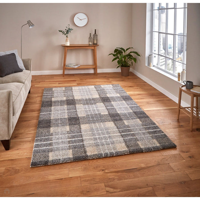 Elegant 4890 Modern High-Density Tartan Grey/Brown Rug-Think Rugs-Rug Love - The Most Loved Rug Store