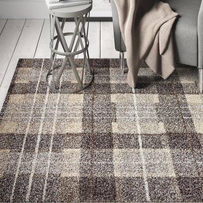 Elegant 4890 Modern High-Density Tartan Grey/Brown Rug-Think Rugs-Rug Love - The Most Loved Rug Store