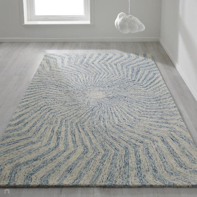 Elements Spiral Modern Abstract Distressed Wool Blue Rug-Oriental Weavers-Rug Love - The Most Loved Rug Store