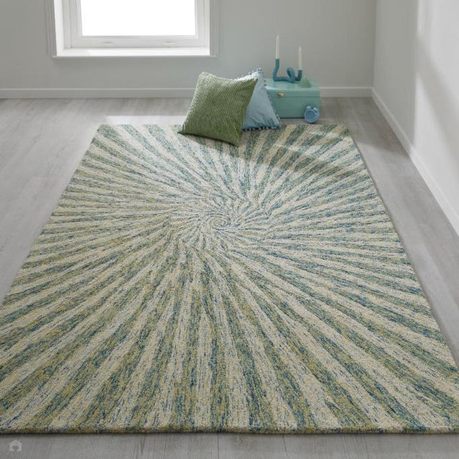 Elements Vortex Modern Abstract Distressed Wool Green Rug-Oriental Weavers-Rug Love - The Most Loved Rug Store