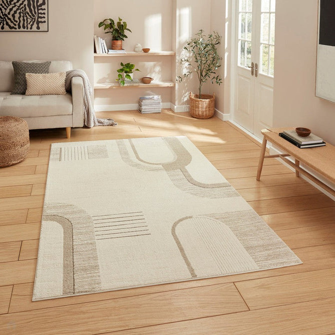 Elio 2310 Modern Abstract Distressed Soft-Touch High-Density Hi-Low Textured Pile Polypropylene/Polyester Mix Beige Rug-Think Rugs-Rug Love - The Most Loved Rug Store