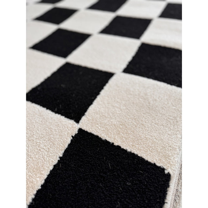 Elio 69924 Modern Geometric Checkerboard Carved Soft-Touch High-Density Hi-Low Textured Pile Polypropylene/Polyester Mix Black/White Rug-Think Rugs-Rug Love - The Most Loved Rug Store