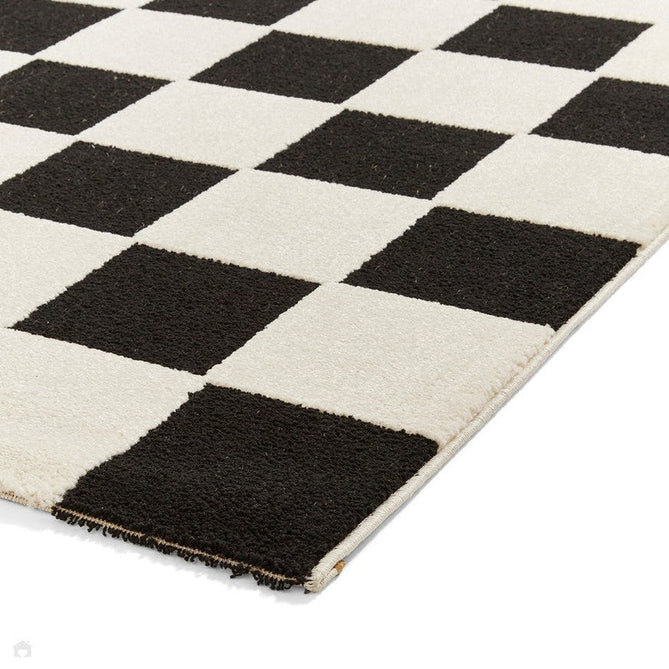 Elio 69924 Modern Geometric Checkerboard Carved Soft-Touch High-Density Hi-Low Textured Pile Polypropylene/Polyester Mix Black/White Rug-Think Rugs-Rug Love - The Most Loved Rug Store