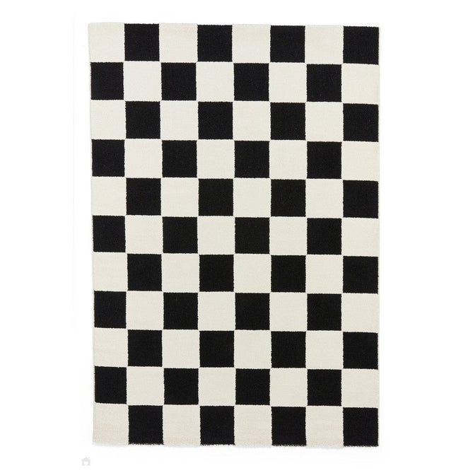 Elio 69924 Modern Geometric Checkerboard Carved Soft-Touch High-Density Hi-Low Textured Pile Polypropylene/Polyester Mix Black/White Rug-Think Rugs-Rug Love - The Most Loved Rug Store