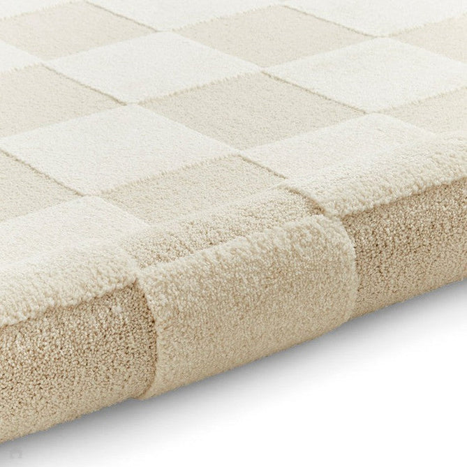 Elio 69924 Modern Geometric Checkerboard Carved Soft-Touch High-Density Hi-Low Textured Pile Polypropylene/Polyester Mix Cream Rug-Think Rugs-Rug Love - The Most Loved Rug Store