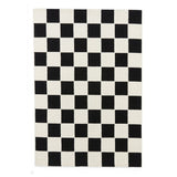 Elio 69924 Modern Geometric Checkerboard Carved Soft-Touch High-Density Hi-Low Variable Textured Pile Polypropylene/Polyester Mix Black/White Rug