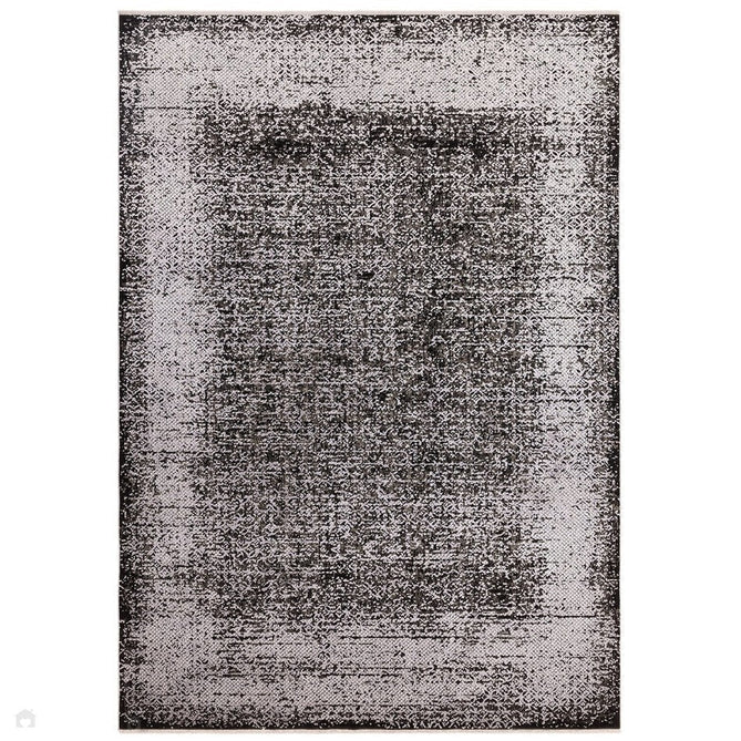 Elodie Modern Abstract Metallic Shimmer Bordered Overdyed Textured Soft-Touch Flatweave Silver/Black Rug-Asiatic Carpets-Rug Love - The Most Loved Rug Store