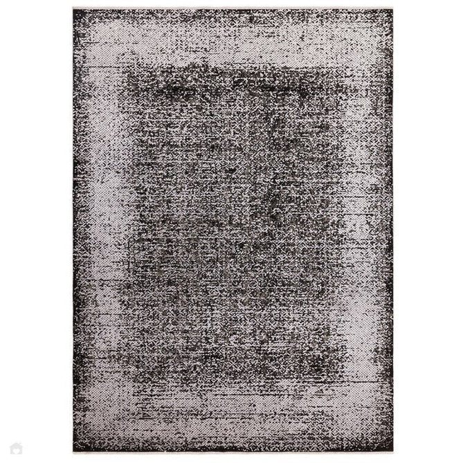 Elodie Modern Abstract Metallic Shimmer Bordered Overdyed Textured Soft-Touch Flatweave Silver/Black Rug-Asiatic Carpets-Rug Love - The Most Loved Rug Store