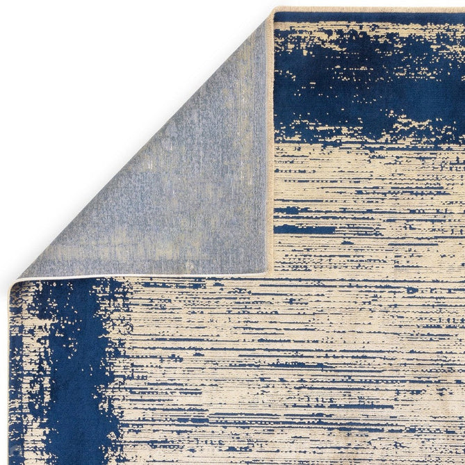 Elodie Modern Abstract Metallic Shimmer Bordered Overdyed Textured Soft-Touch Flatweave Twilight Blue/Gold Rug-Asiatic Carpets-Rug Love - The Most Loved Rug Store