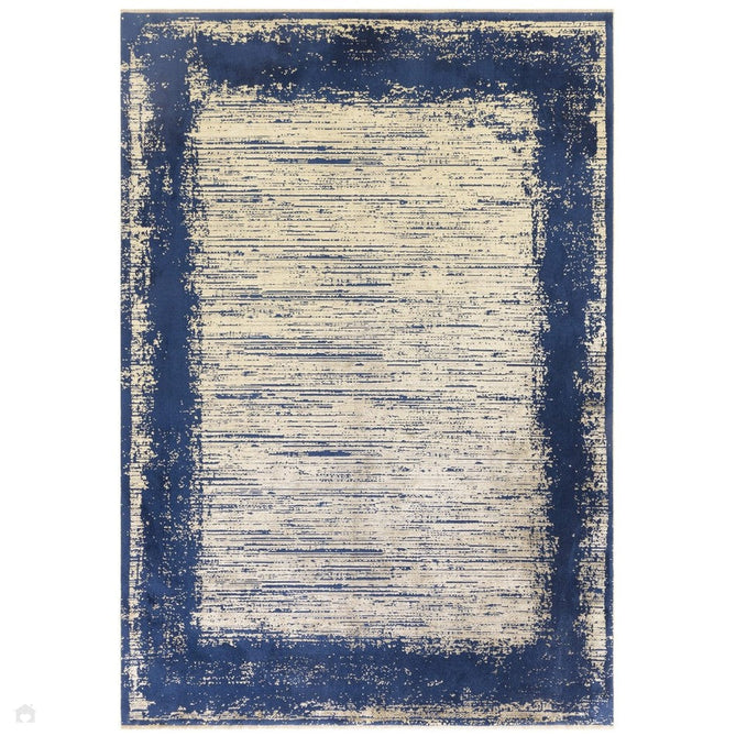 Elodie Modern Abstract Metallic Shimmer Bordered Overdyed Textured Soft-Touch Flatweave Twilight Blue/Gold Rug-Asiatic Carpets-Rug Love - The Most Loved Rug Store