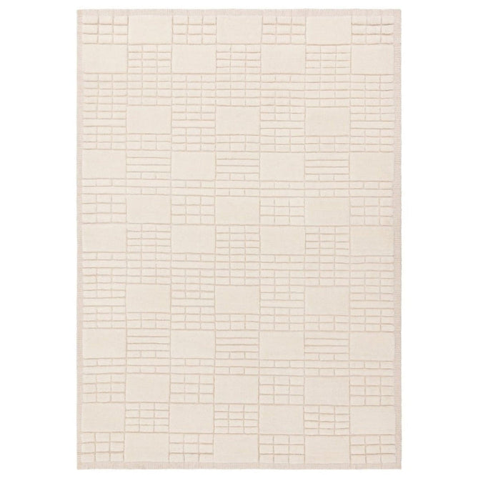 Empire Modern Geometric Grid Hand-Woven Textured Hi-Low Wool Cream/Neutral Rug-Asiatic Carpets-Rug Love - The Most Loved Rug Store