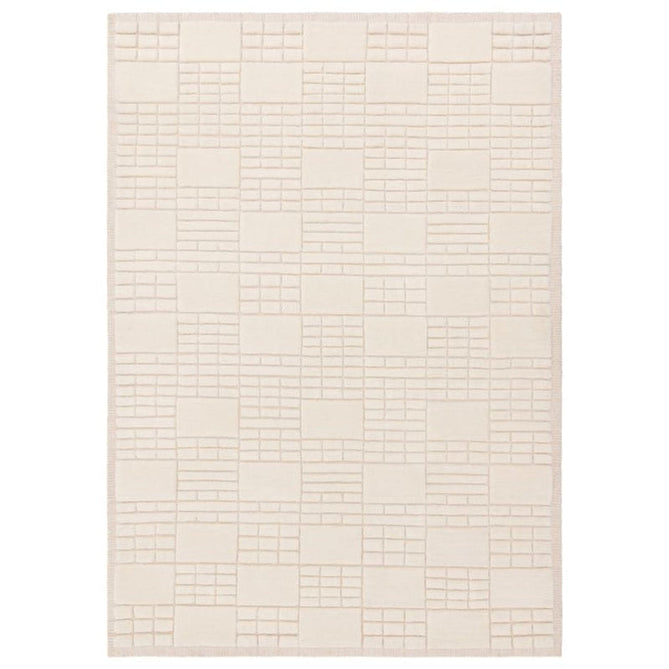 Empire Modern Geometric Grid Hand-Woven Textured Hi-Low Wool Cream/Neutral Rug-Asiatic Carpets-Rug Love - The Most Loved Rug Store