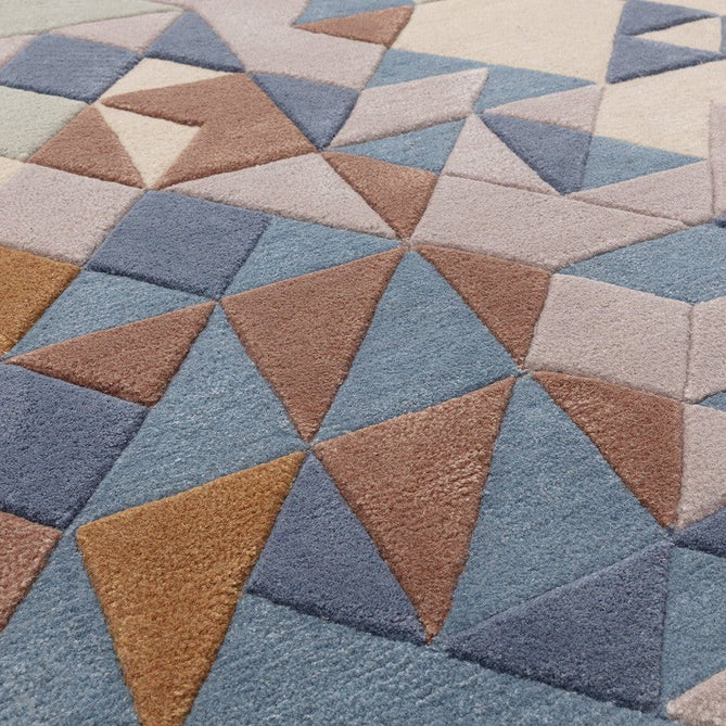 Enigma Modern Geometric 3D Hand-Carved High-Density Heavy-Weight Hi-Low Textured Soft Wool&Viscose Blue/Multicolour Rug-Asiatic Carpets-Rug Love - The Most Loved Rug Store