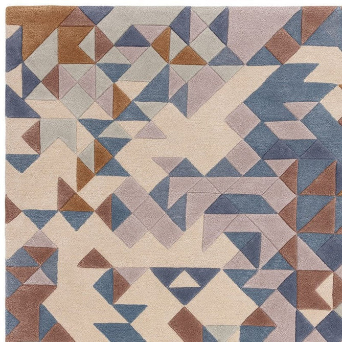 Enigma Modern Geometric 3D Hand-Carved High-Density Heavy-Weight Hi-Low Textured Soft Wool&Viscose Blue/Multicolour Rug-Asiatic Carpets-Rug Love - The Most Loved Rug Store