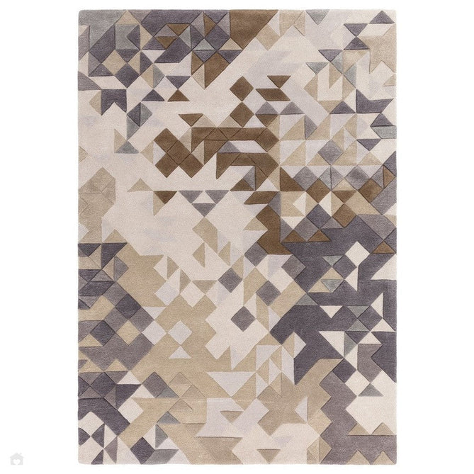 Enigma Modern Geometric 3D Hand-Carved High-Density Heavy-Weight Hi-Low Textured Soft Wool&Viscose Grey/Beige/Brown/CreamMulticolour Rug-Asiatic Carpets-Rug Love - The Most Loved Rug Store