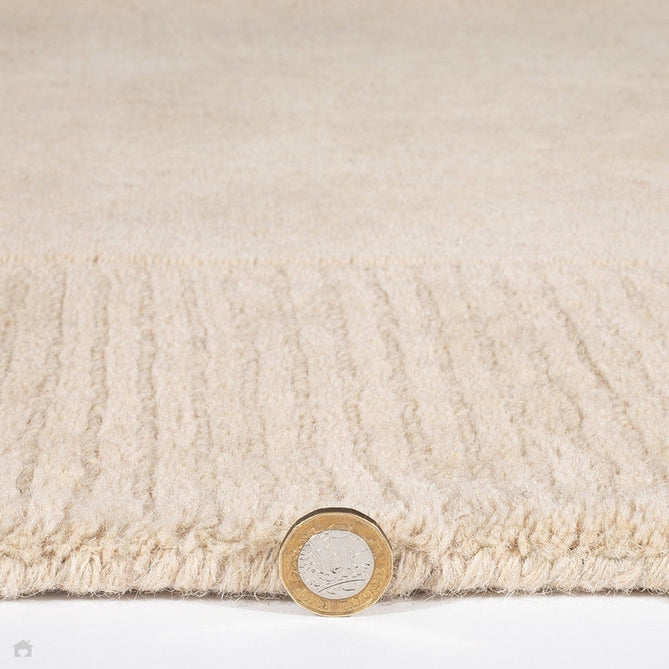 Esme Modern Plain Textured Contrast Ribbed Border Hand-Woven Wool Cream Rug-Esselle Rugs-Rug Love - The Most Loved Rug Store