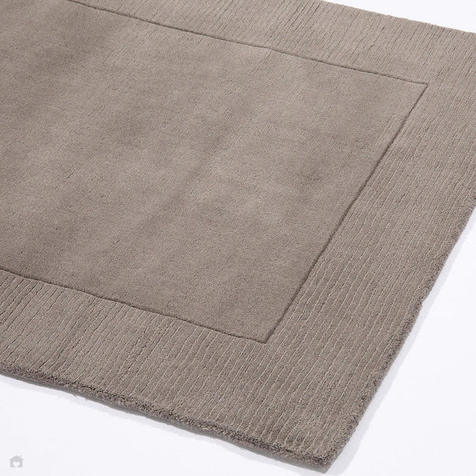 Esme Modern Plain Textured Contrast Ribbed Border Hand-Woven Wool Grey Rug-Esselle Rugs-Rug Love - The Most Loved Rug Store