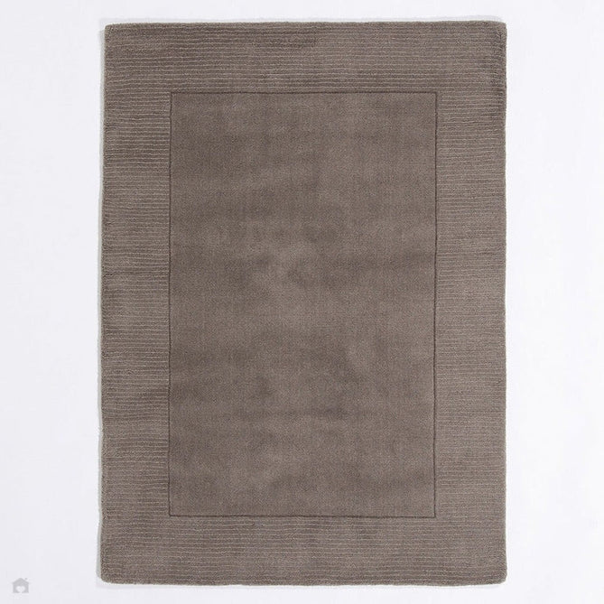 Esme Modern Plain Textured Contrast Ribbed Border Hand-Woven Wool Grey Rug-Esselle Rugs-Rug Love - The Most Loved Rug Store