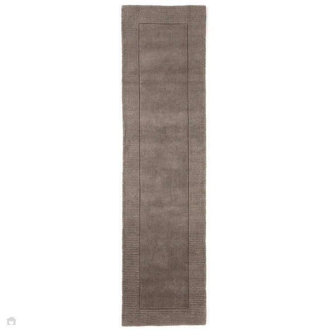 Esme Modern Plain Textured Contrast Ribbed Border Hand-Woven Wool Grey Runner-Esselle Rugs-Rug Love - The Most Loved Rug Store