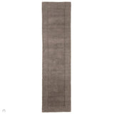 Esme Modern Plain Textured Contrast Ribbed Border Hand-Woven Wool Grey Runner