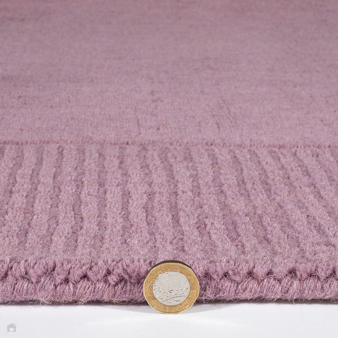 Esme Modern Plain Textured Contrast Ribbed Border Hand-Woven Wool Mauve Rug-Esselle Rugs-Rug Love - The Most Loved Rug Store