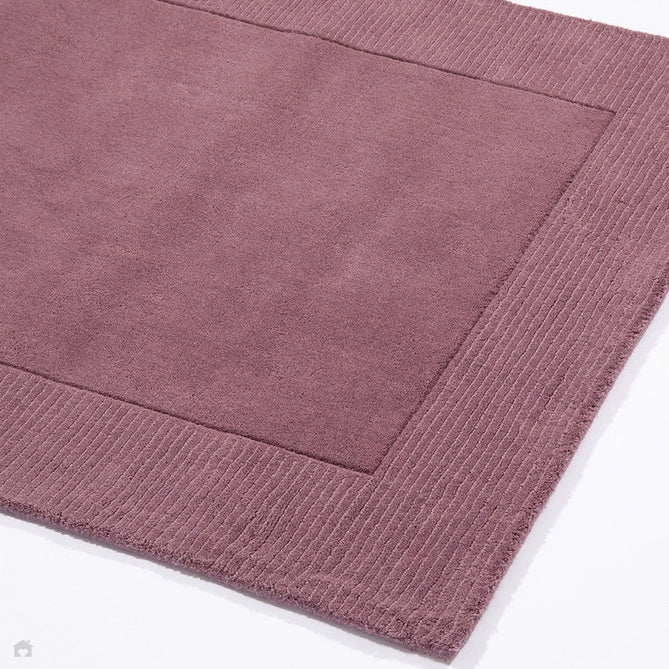 Esme Modern Plain Textured Contrast Ribbed Border Hand-Woven Wool Mauve Rug-Esselle Rugs-Rug Love - The Most Loved Rug Store