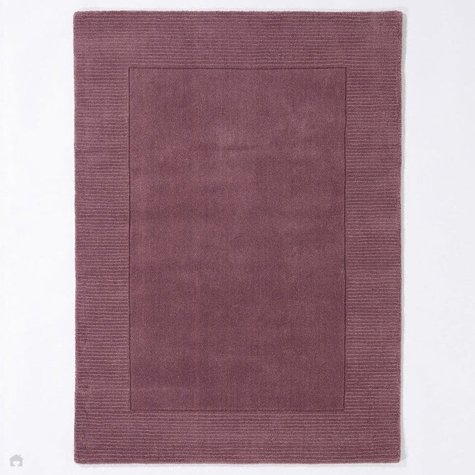 Esme Modern Plain Textured Contrast Ribbed Border Hand-Woven Wool Mauve Rug-Esselle Rugs-Rug Love - The Most Loved Rug Store