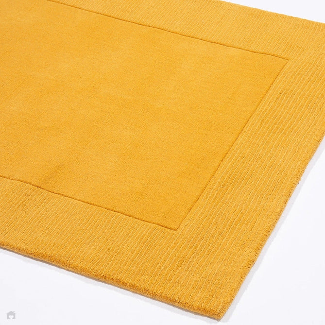 Esme Modern Plain Textured Contrast Ribbed Border Hand-Woven Wool Ochre Rug-Esselle Rugs-Rug Love - The Most Loved Rug Store