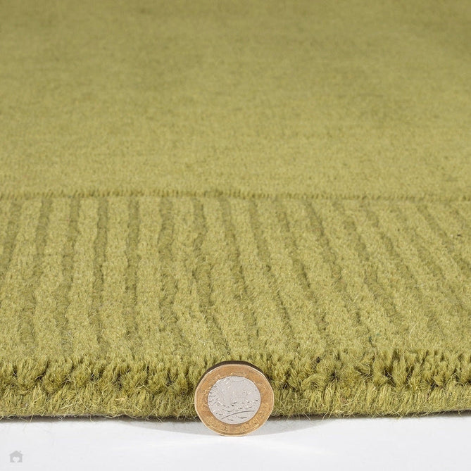 Esme Modern Plain Textured Contrast Ribbed Border Hand-Woven Wool Olive Green Rug-Esselle Rugs-Rug Love - The Most Loved Rug Store