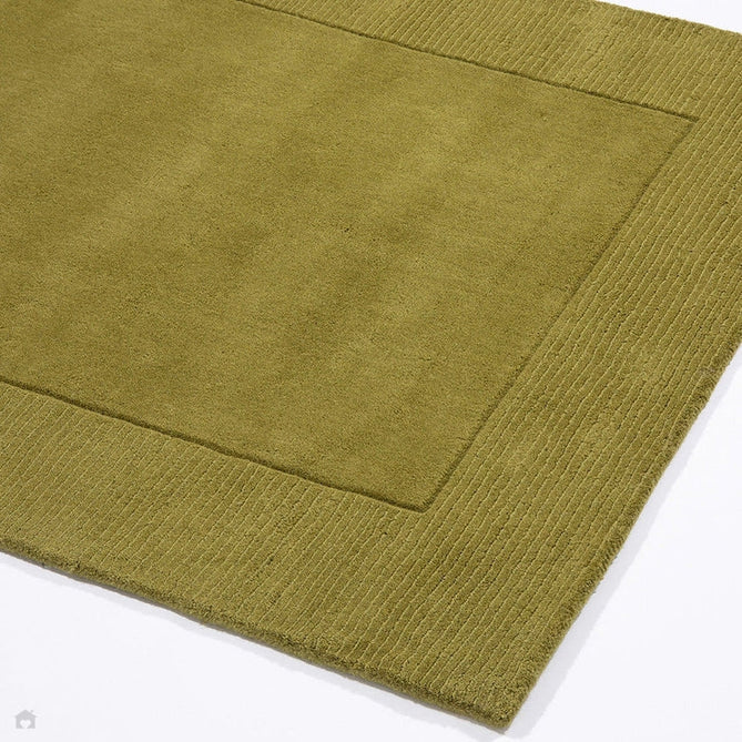 Esme Modern Plain Textured Contrast Ribbed Border Hand-Woven Wool Olive Green Rug-Esselle Rugs-Rug Love - The Most Loved Rug Store