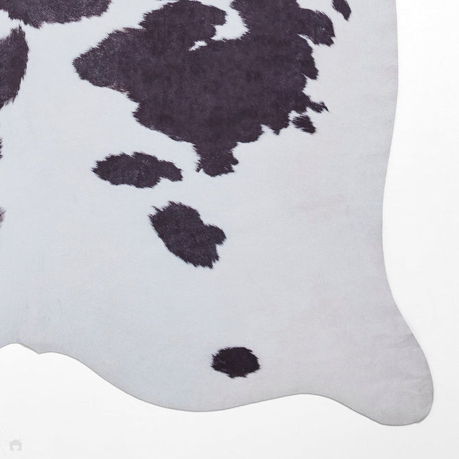 Faux Cow Print Animal Skin Printed Polyester Flatweave Black/White Rug-Think Rugs-Rug Love - The Most Loved Rug Store