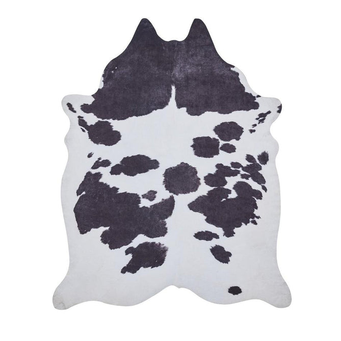 Faux Cow Print Animal Skin Printed Polyester Flatweave Black/White Rug-Think Rugs-Rug Love - The Most Loved Rug Store