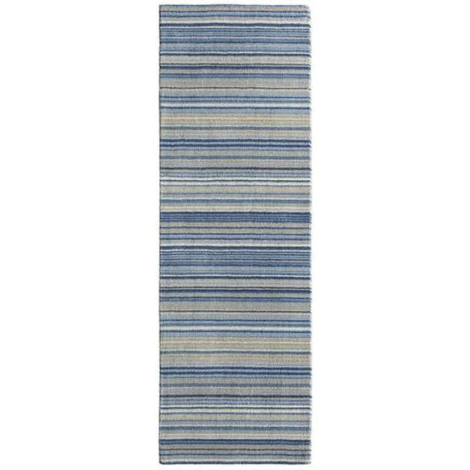 Fine Stripes Modern Stripe Hand-Woven Wool Blue/Beige Runner-Origins-Rug Love - The Most Loved Rug Store