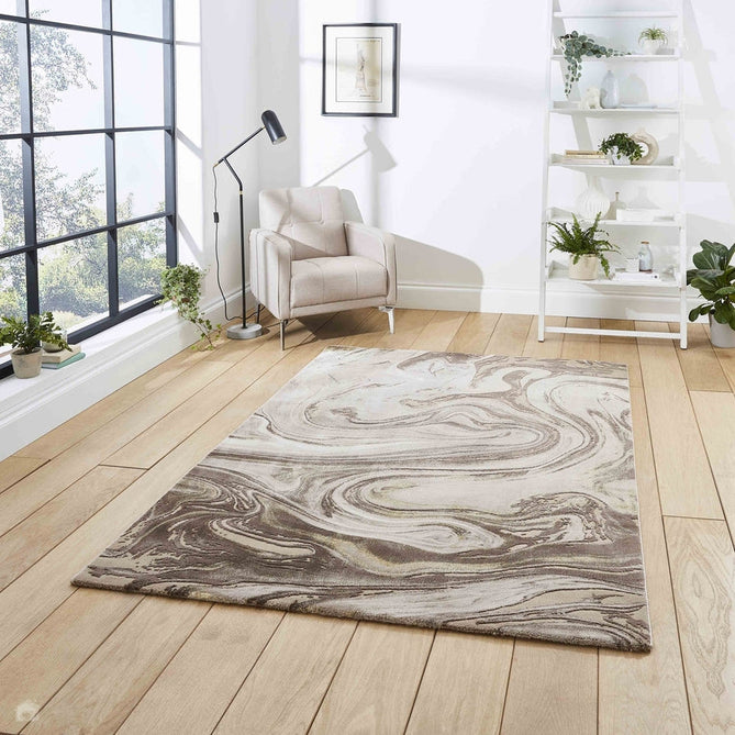 Florence 50031 Modern Abstract Metallic Marble Distressed Textured High-Density Soft Beige/Brown/Gold Rug-Think Rugs-Rug Love - The Most Loved Rug Store