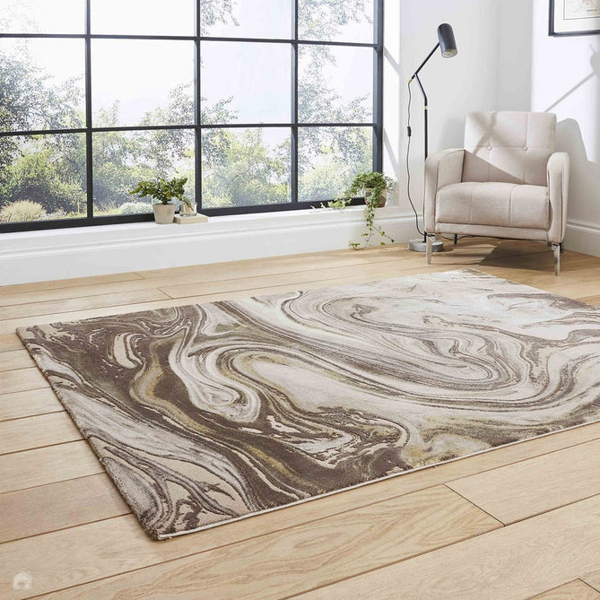 Florence 50031 Modern Abstract Metallic Marble Distressed Textured High-Density Soft Beige/Brown/Gold Rug-Think Rugs-Rug Love - The Most Loved Rug Store