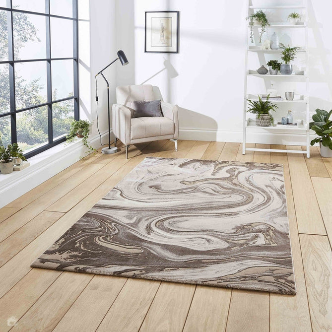 Florence 50031 Modern Abstract Metallic Marble Distressed Textured High-Density Soft Beige/Brown/Silver Rug-Think Rugs-Rug Love - The Most Loved Rug Store