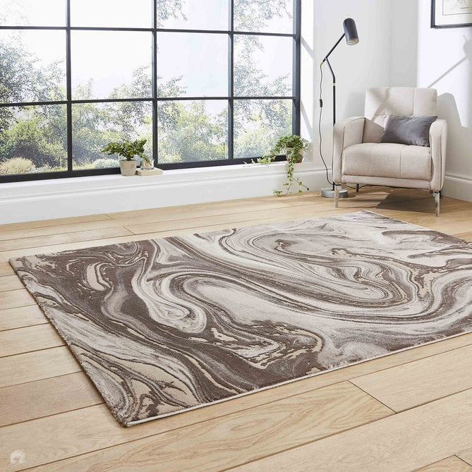 Florence 50031 Modern Abstract Metallic Marble Distressed Textured High-Density Soft Beige/Brown/Silver Rug-Think Rugs-Rug Love - The Most Loved Rug Store