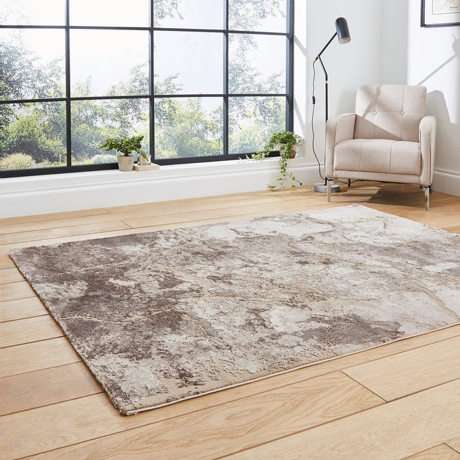 Florence 50032 Modern Abstract Metallic Alabaster Distressed Textured High-Density Soft Beige/Brown/Silver Rug-Think Rugs-Rug Love - The Most Loved Rug Store