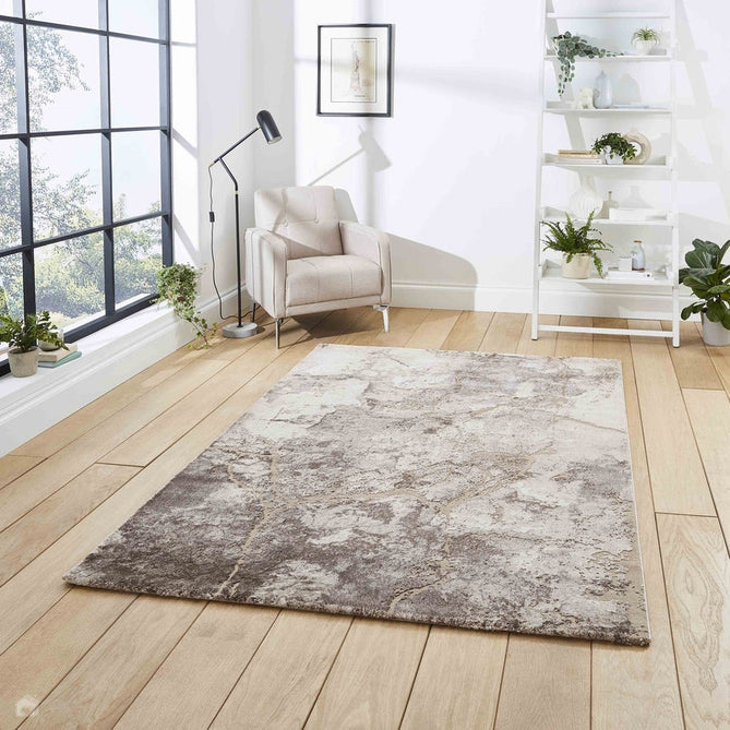 Florence 50032 Modern Abstract Metallic Alabaster Distressed Textured High-Density Soft Beige/Brown/Silver Rug-Think Rugs-Rug Love - The Most Loved Rug Store