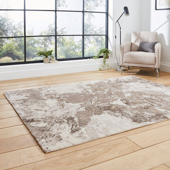 Florence 50033 Modern Abstract Metallic Marmoreal Distressed Textured High-Density Soft Beige/Brown/Silver Rug-Think Rugs-Rug Love - The Most Loved Rug Store