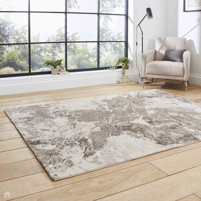 Florence 50033 Modern Abstract Metallic Marmoreal Distressed Textured High-Density Soft Beige/Brown/Silver Rug-Think Rugs-Rug Love - The Most Loved Rug Store