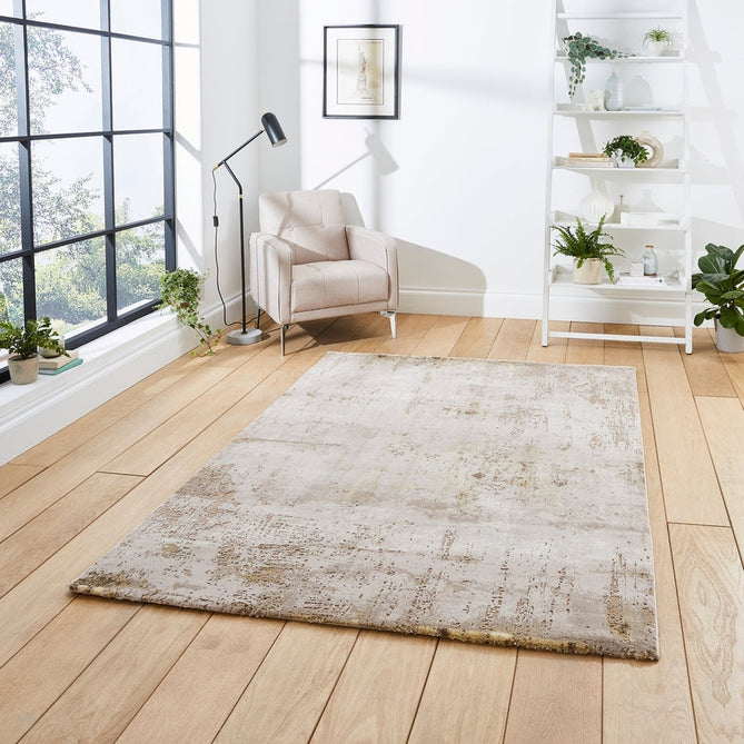 Florence 50034 Modern Abstract Metallic Distressed Textured High-Density Soft Beige/Brown/Gold Rug-Think Rugs-Rug Love - The Most Loved Rug Store