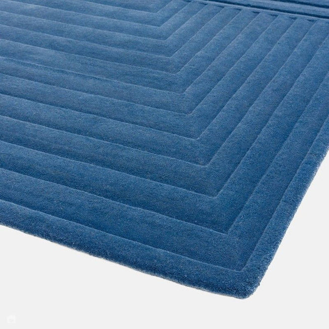 Form Modern Geometric Plain Linear High-Density Heavyweight Hand Carved Wool 3D Hi-Low Ridged Blue Rug-Asiatic Carpets-Rug Love - The Most Loved Rug Store