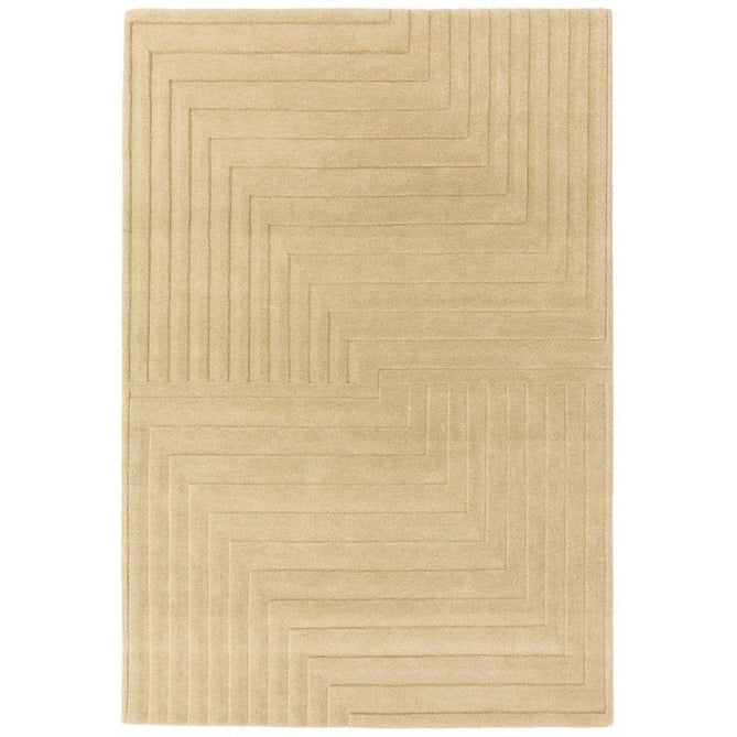 Form Modern Geometric Plain Linear High-Density Heavyweight Hand Carved Wool 3D Hi-Low Ridged Natural Rug-Asiatic Carpets-Rug Love - The Most Loved Rug Store